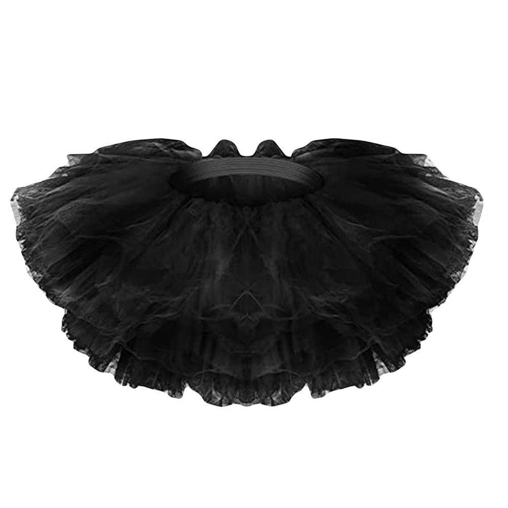 Black Ballet Tutu Women's Elastic 5 Layered Tulle Short Skirt